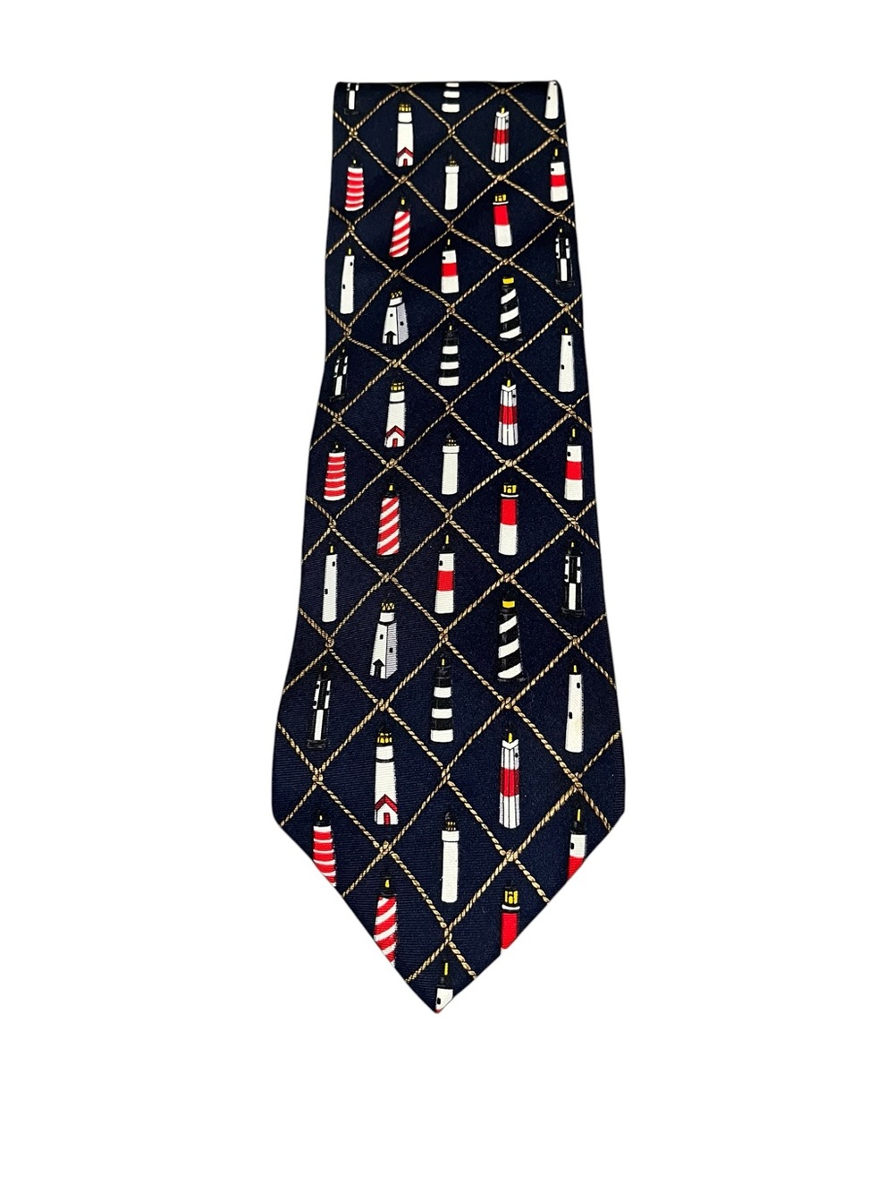 Lighthouses Necktie Alynn Neckwear Sentinels Eric Holch 100% Silk Made In USA